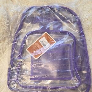 Transparent Purple Clear Backpack with Purple Trim - Unbranded